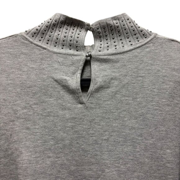 Ted Baker Womens Gray Sweater With Studded Collar & Keyhole Back Size 3 - Picture 4 of 9